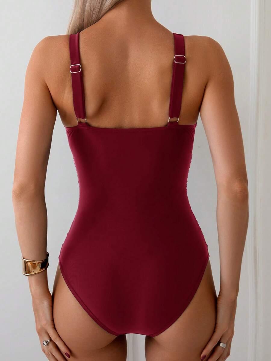 SHEIN CZERWONY JEDNOCZĘŚCIOWY STRÓJ KĄPIELOWY S09__XL