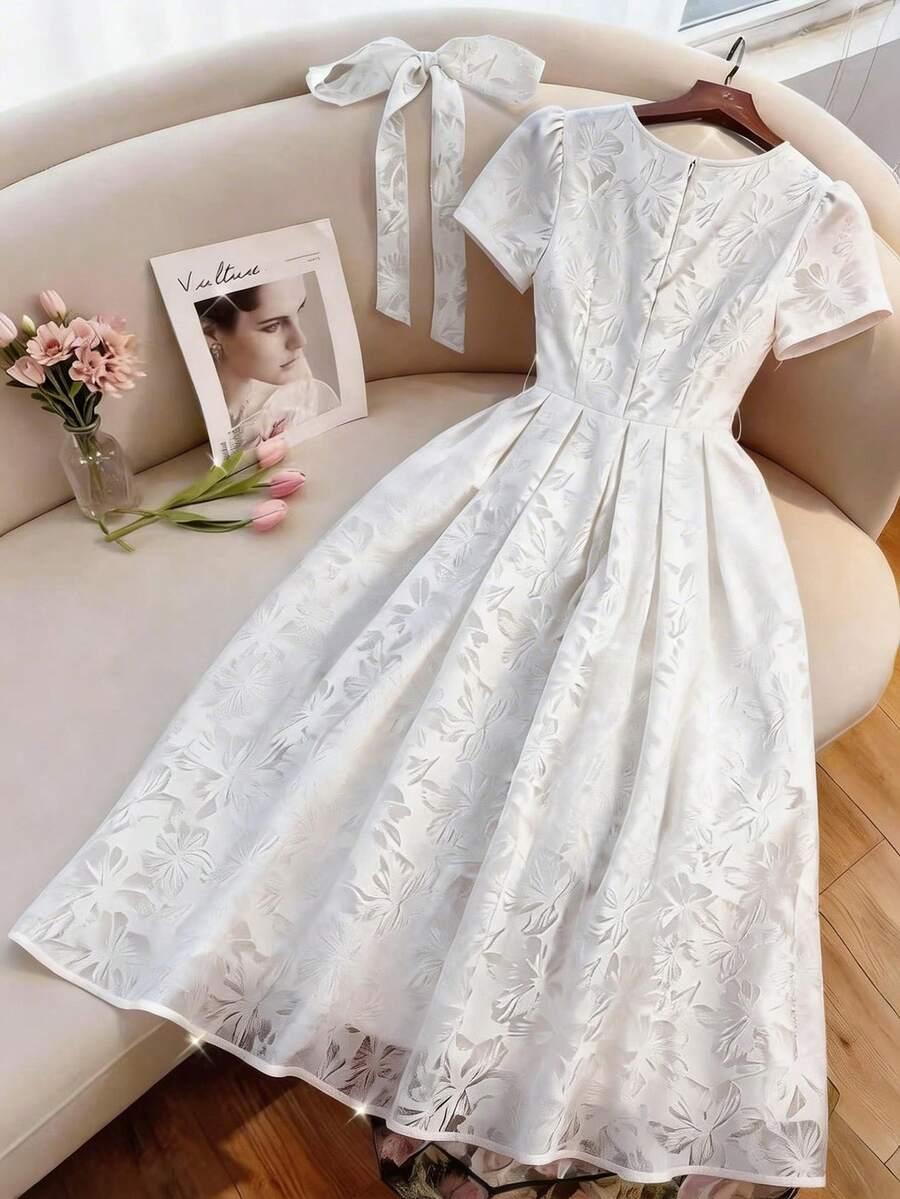 SHEIN BIAŁA SUKIENKA KRÓTKI RĘKAW S06__XS