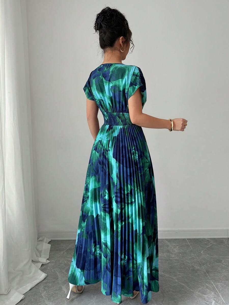 ELENZGA PLISOWANA MAXI SUKIENKA V-NECK S06__XL