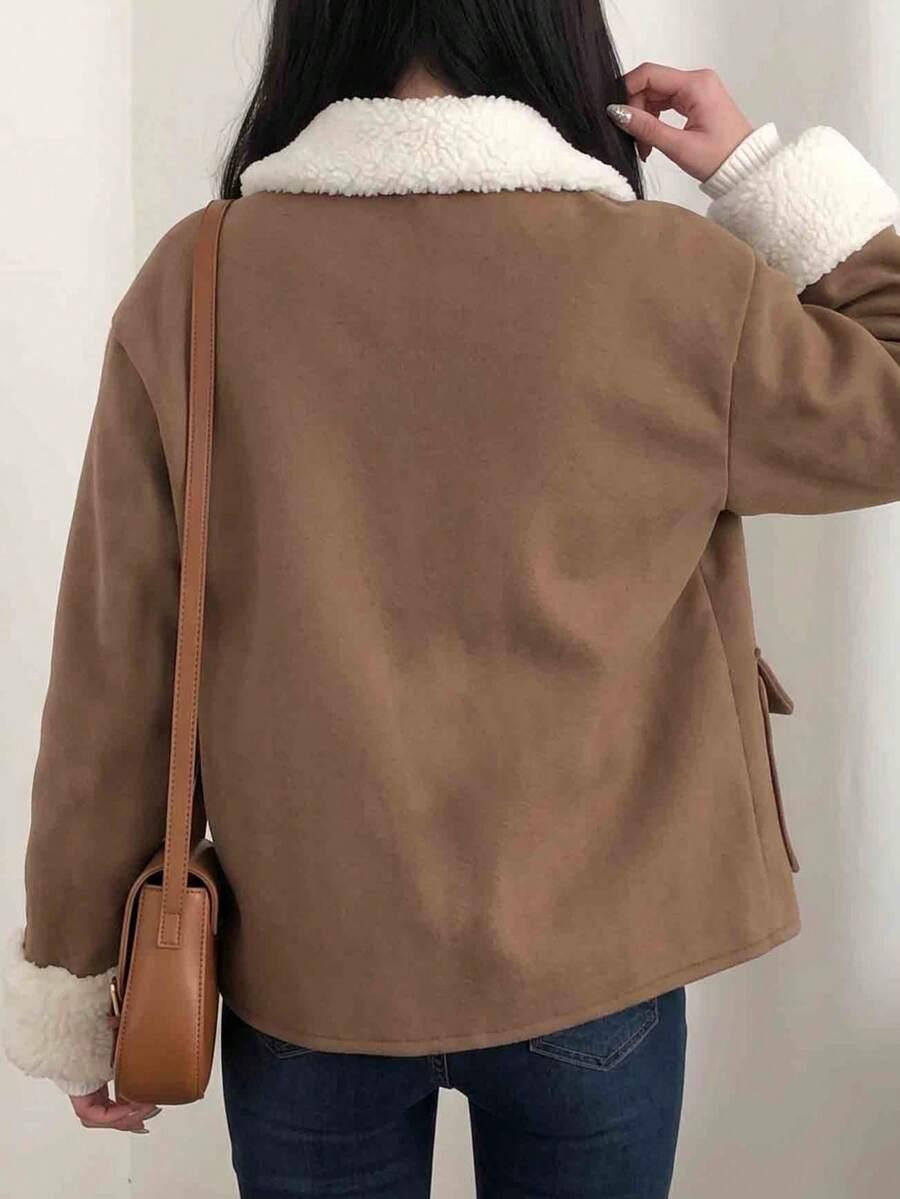 SHEIN BRĄZOWA KURTKA GUZIKI W01__XL