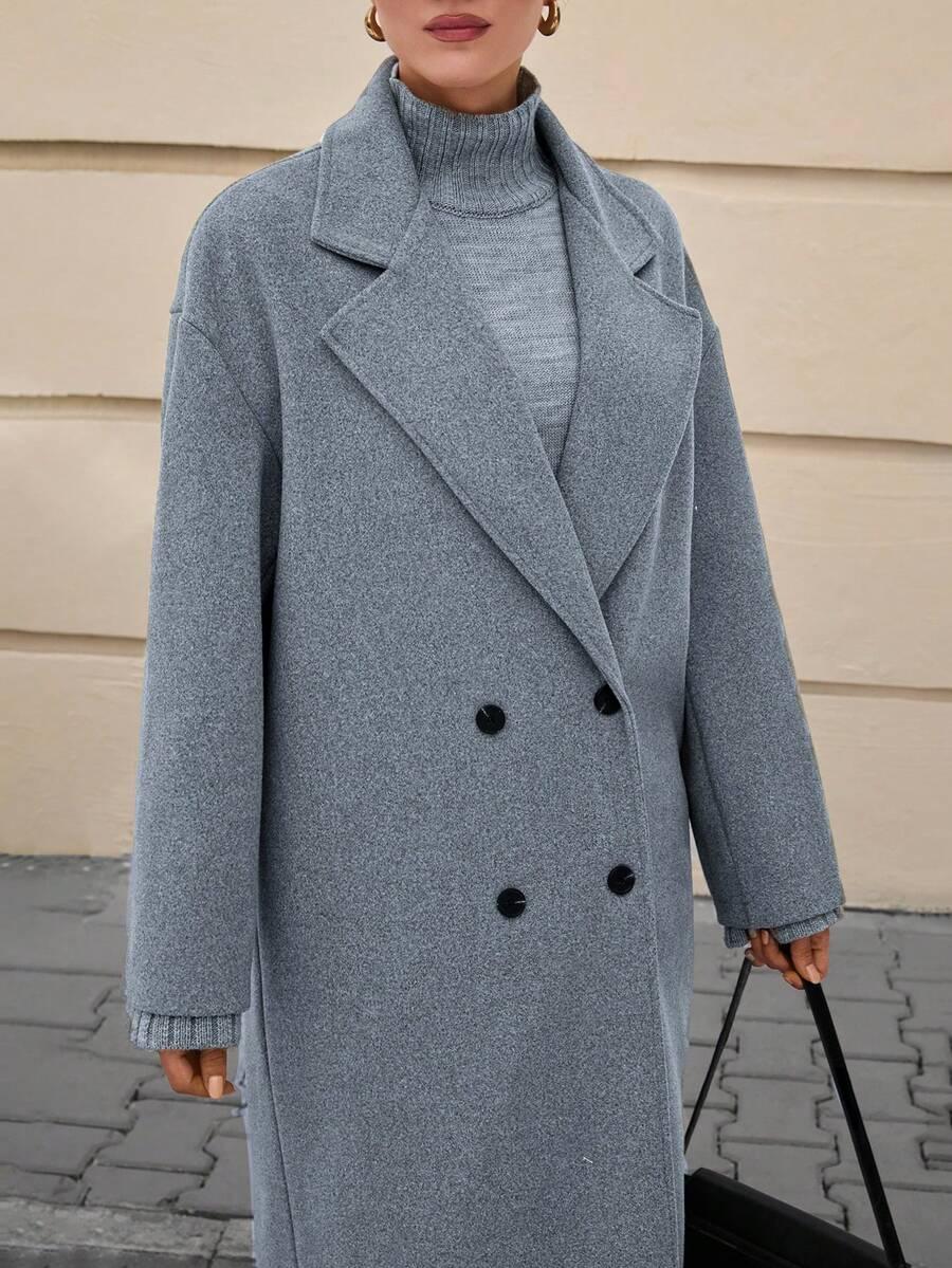 CLARA VERO SZARY KLASYCZNY PŁASZCZ W01__XS