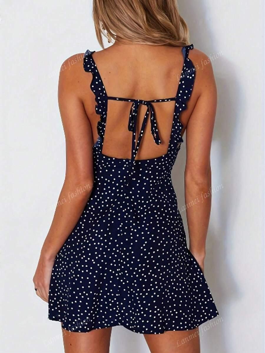 SHEIN NIEBIESKA MINI SUKIENKA GROSZKI PK01__S