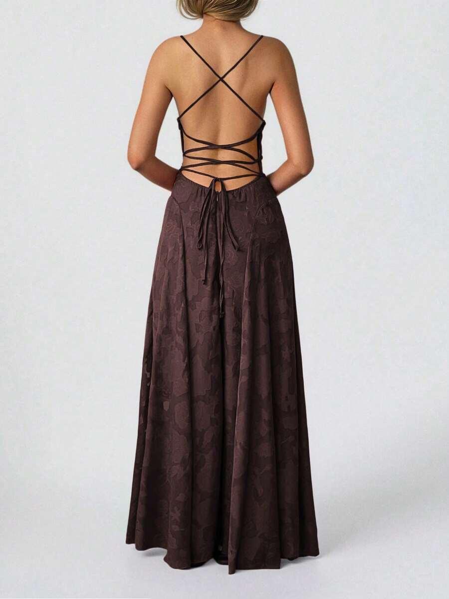 SHEIN BRĄZOWA MAXI SUKIENKA S06__XL