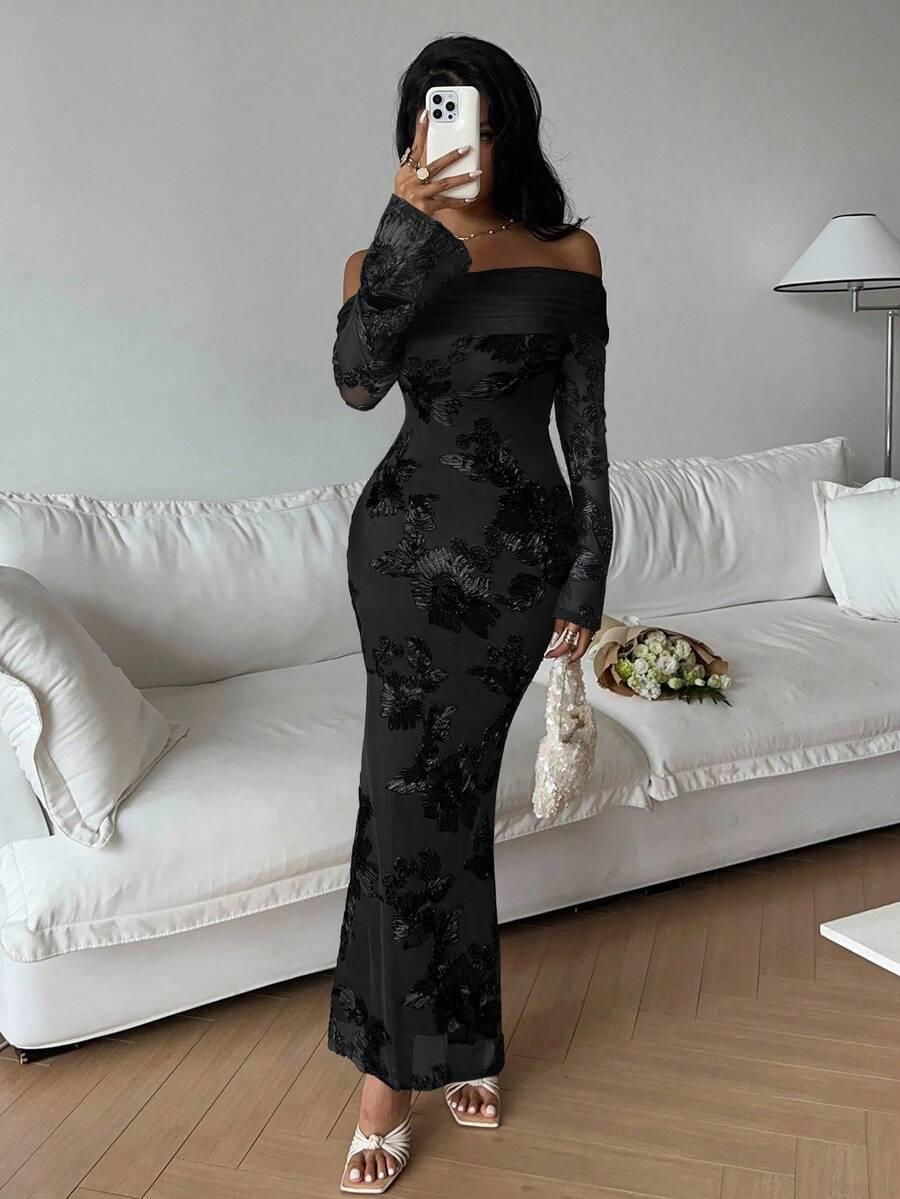 SHEIN CZARNA SUKIENKA HAFT S06__M