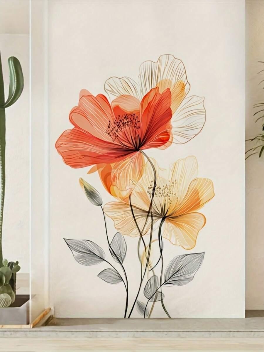 SHEIN NAKLEJKA ŚCIENNA KWIATY 1SZT. S07__39X90