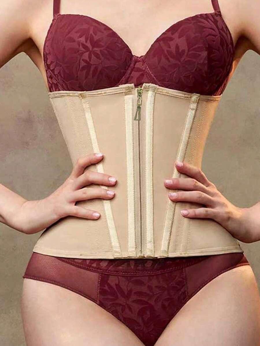 SHEIN BEŻOWY GORSET ZAMEK S07__M