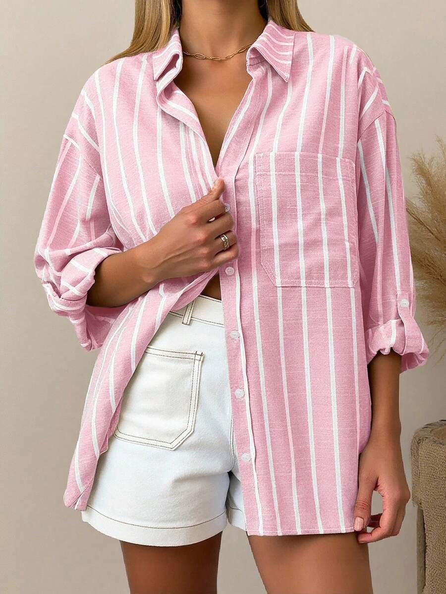 SHEIN RÓŻOWA KOSZULA PASKI S06__S