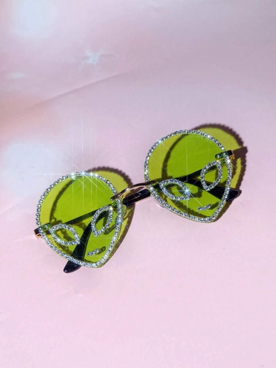 SHEIN ZIELONE OKULARY ZDOBIENIE S07