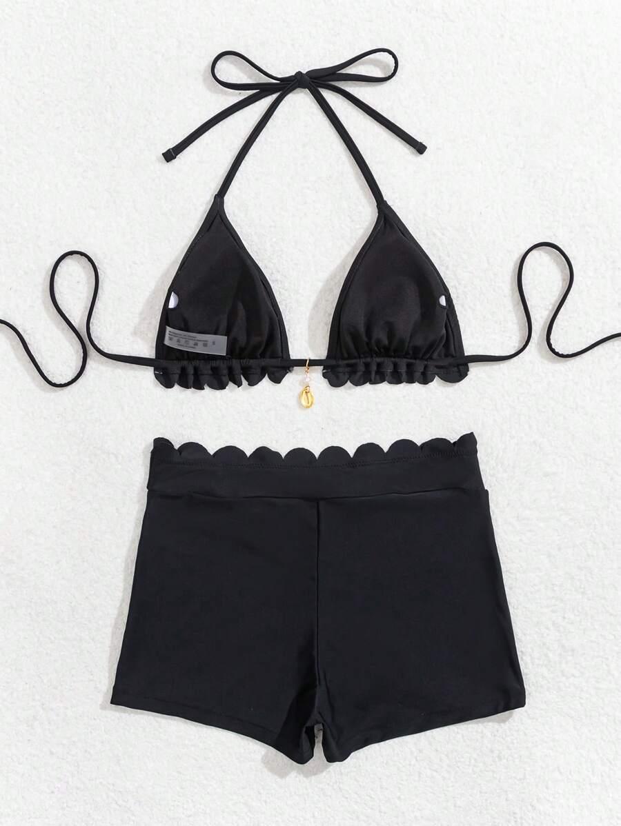 SHEIN CZARNY DWUCZĘŚCIOWY STRÓJ KĄPIELOWY S09__S