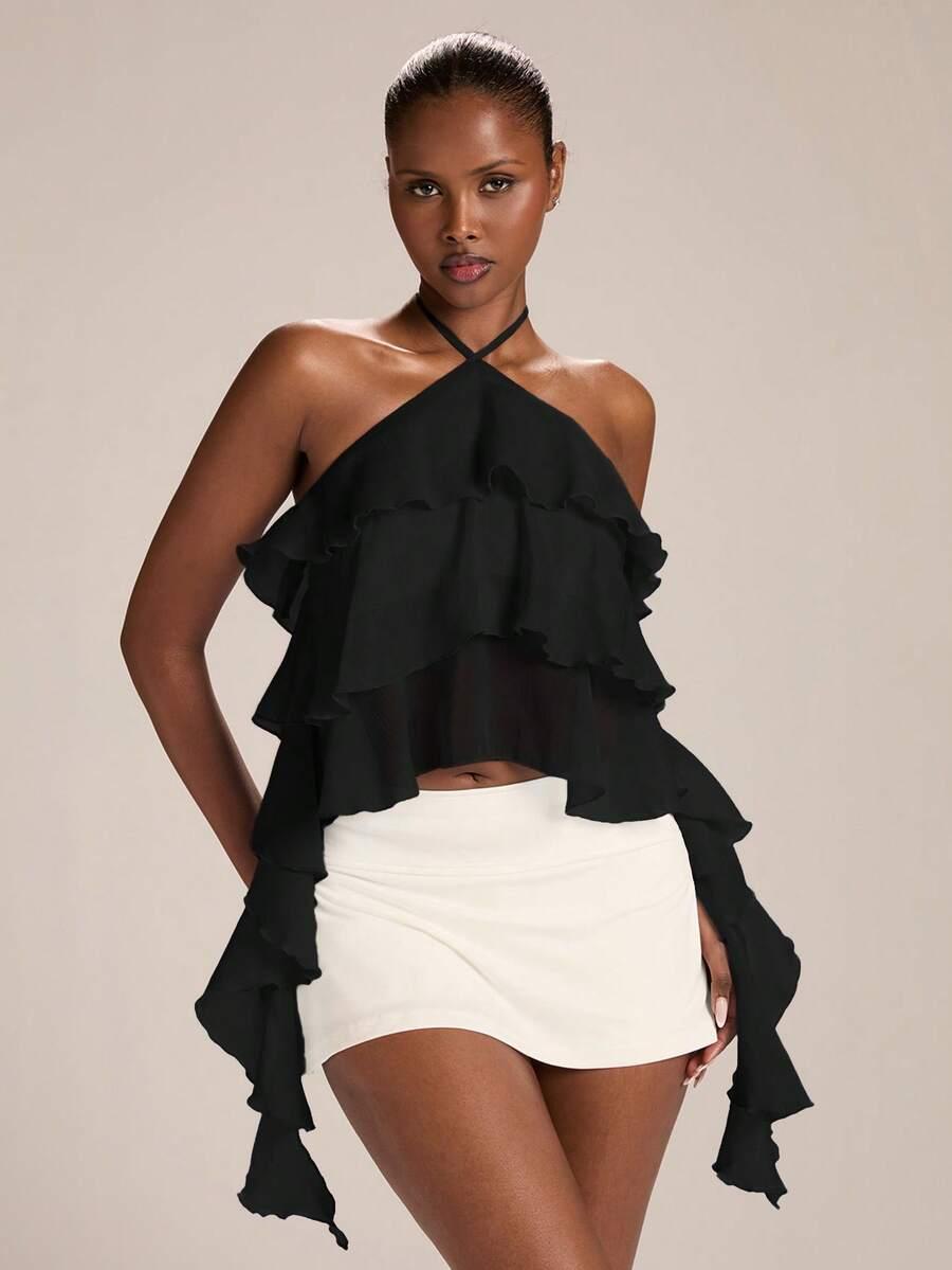 SHEIN CZARNY ASYMETRYCZNY TOP S06__S