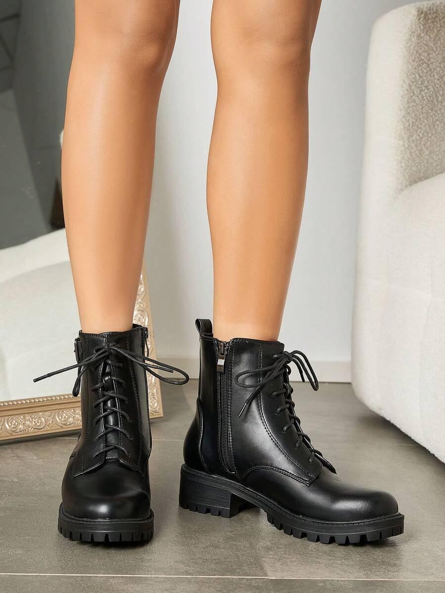 SHEIN CZARNE SZNUROWANE BOTKI W01__41