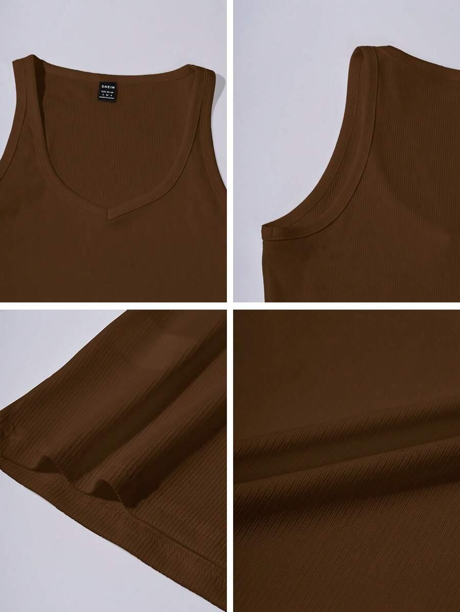 SHEIN BRĄZOWY TOP PRĄŻKOWANY S06__S