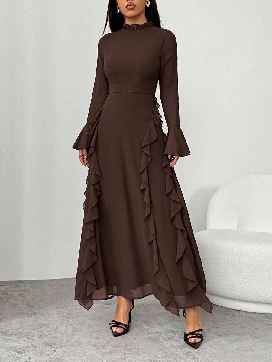 SHEIN BRĄZOWA MAXI SUKIENKA S06__M