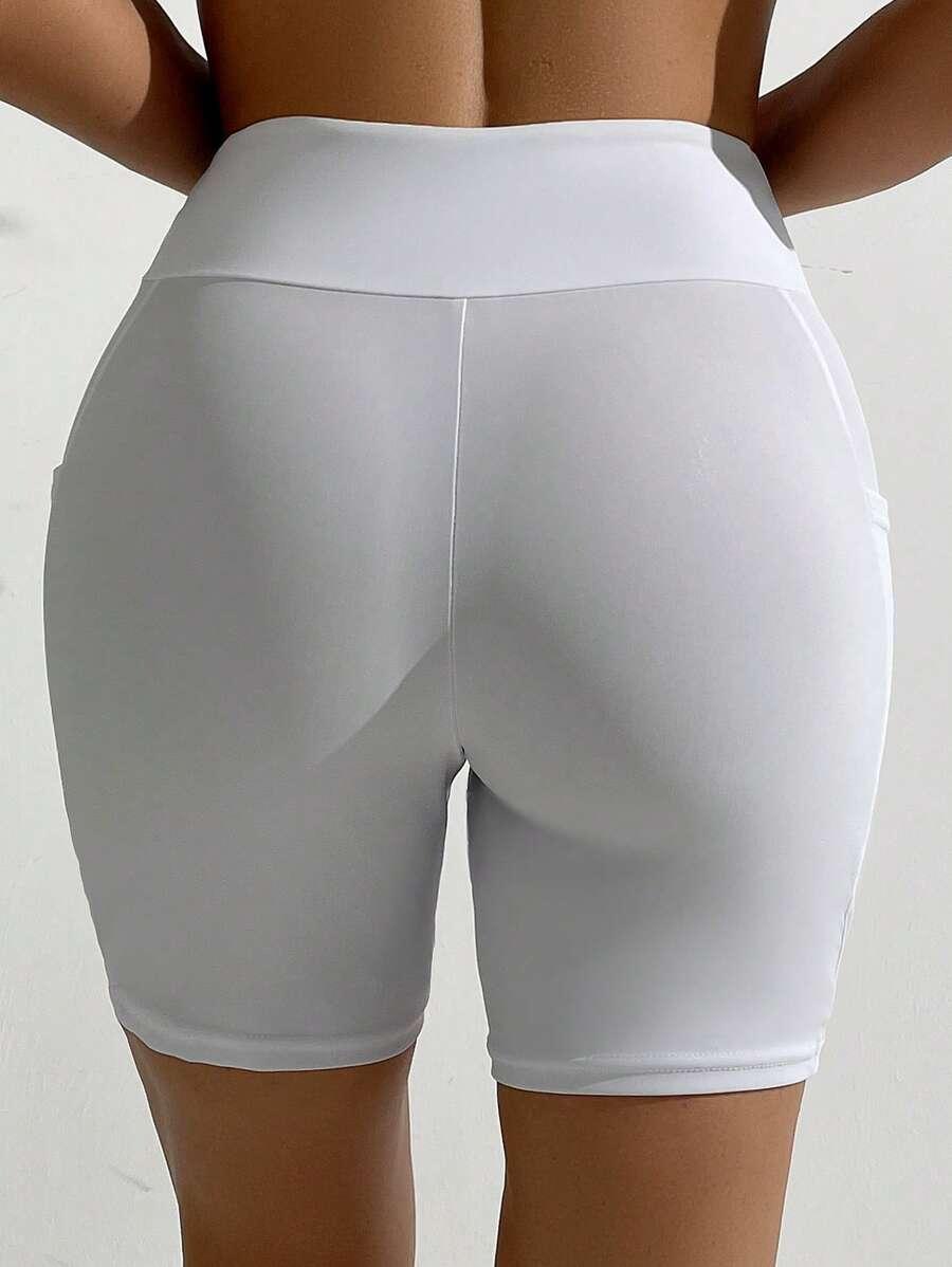 SHEIN BIAŁE SPODENKI SPORTOWE KIESZENIE S09__S