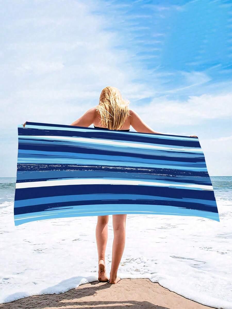 SHEIN NIEBIESKI RĘCZNIK PLAŻOWY S07__90X180CM