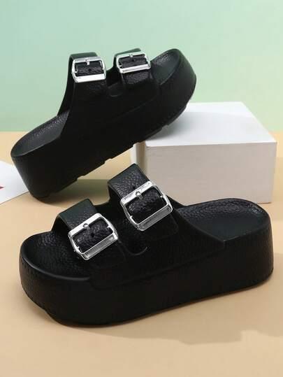 SHEIN CZARNE KLAPKI KLAMRA S06__39