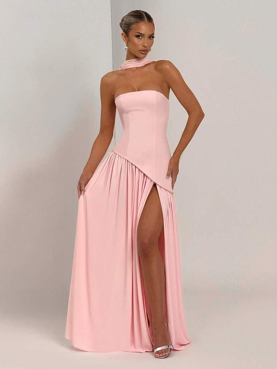 SHEIN RÓŻOWA MAXI SUKIENKA S06__XL