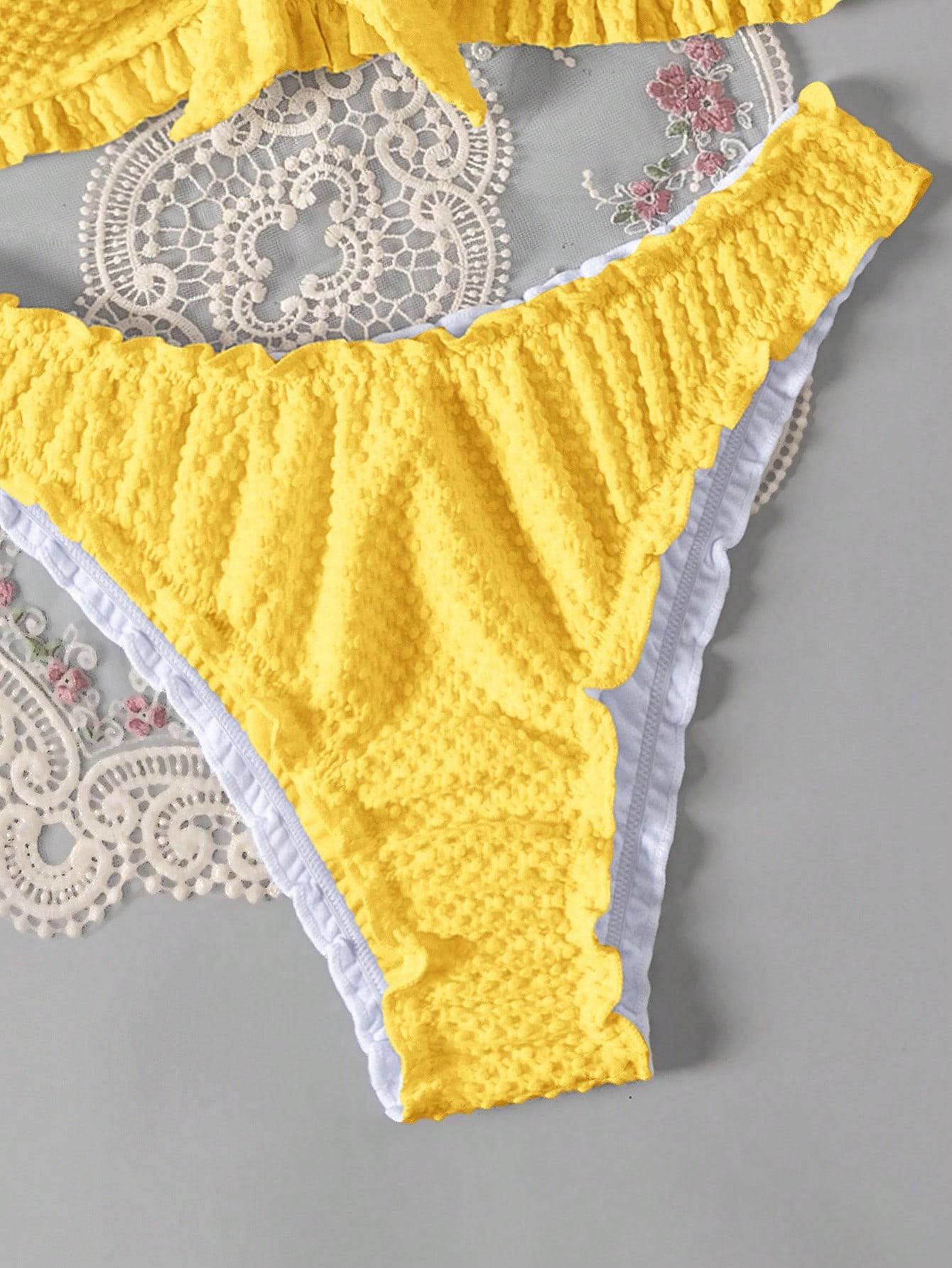 SHEIN ŻÓŁTY DWUCZĘŚCIOWY STRÓJ KĄPIELOWY S09__M