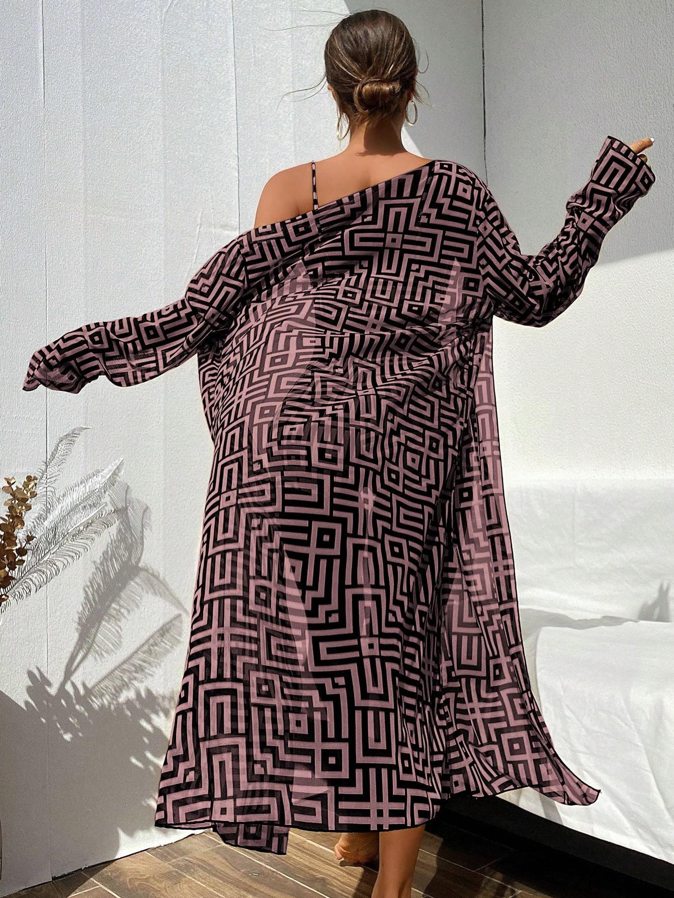SHEIN DWUCZĘŚCIOWY STRÓJ KĄPIELOWY NARZUTKA KOMPLET WZÓR S09__S