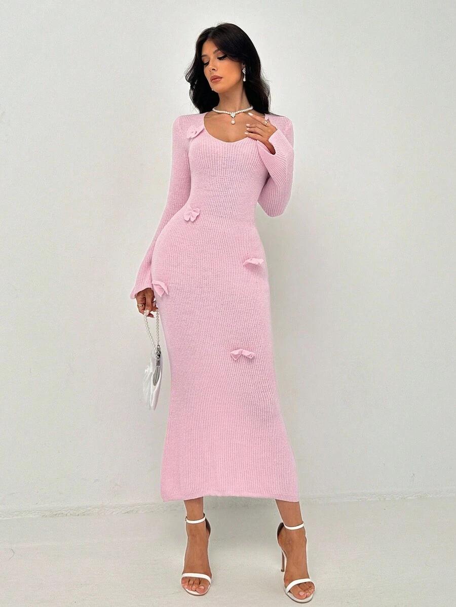 SHEIN RÓŻOWA DZIANINOWA SUKIENKA S06__L