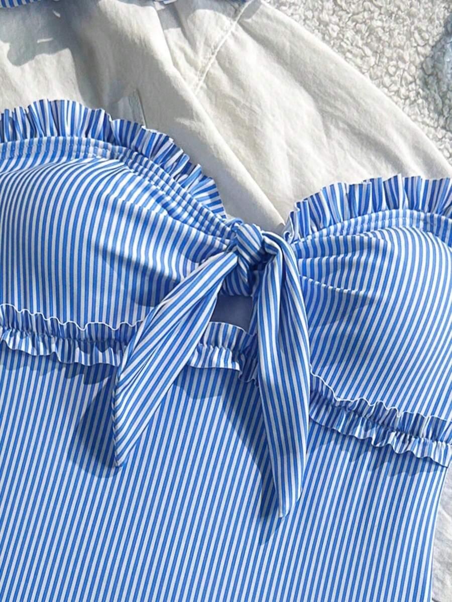 SHEIN JEDNOCZĘŚCIOWY KOSTIUM KĄPIELOWY W PASKI S09__XL
