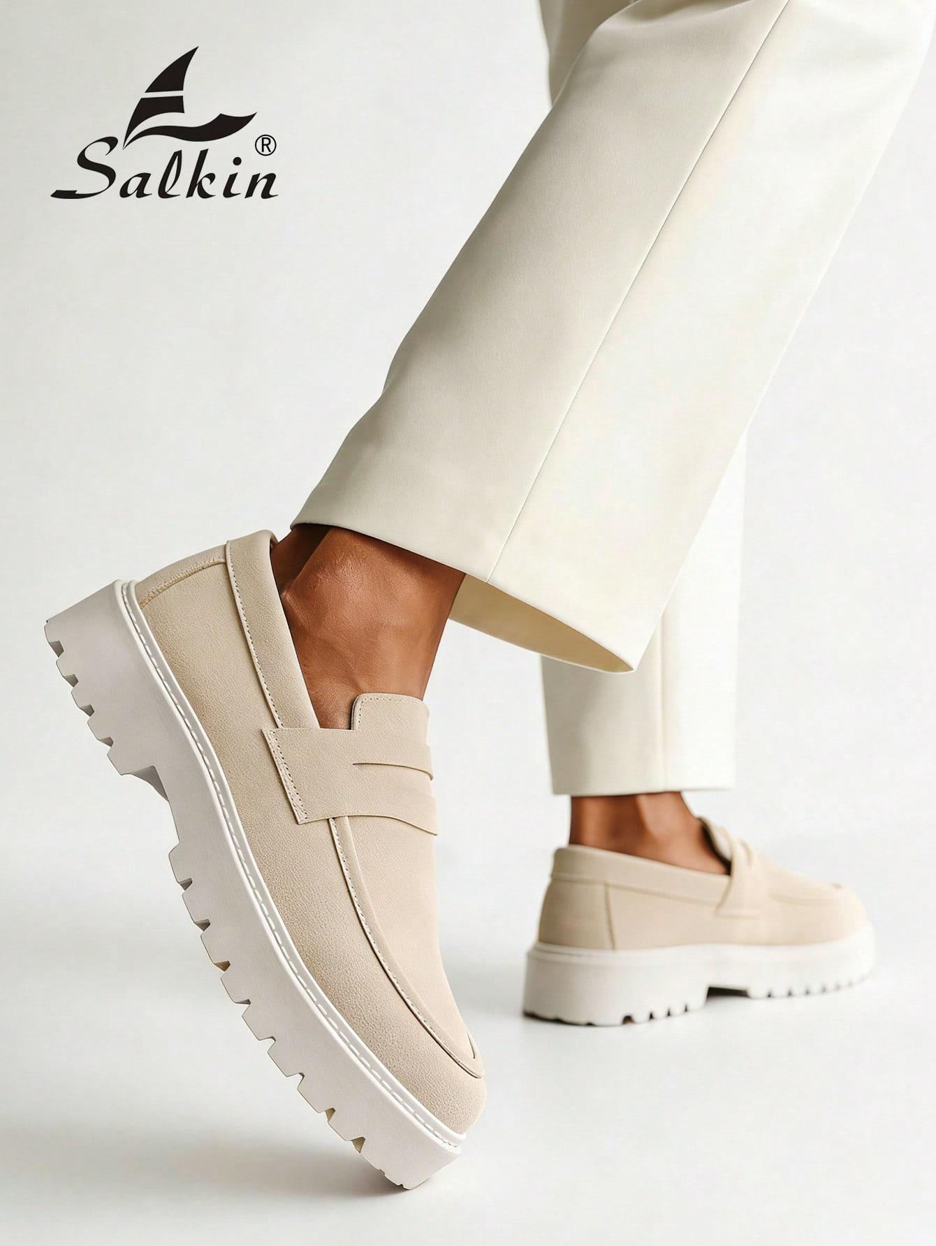 SHEIN BEŻOWE MOKASYNY PLATFORMA S06__46