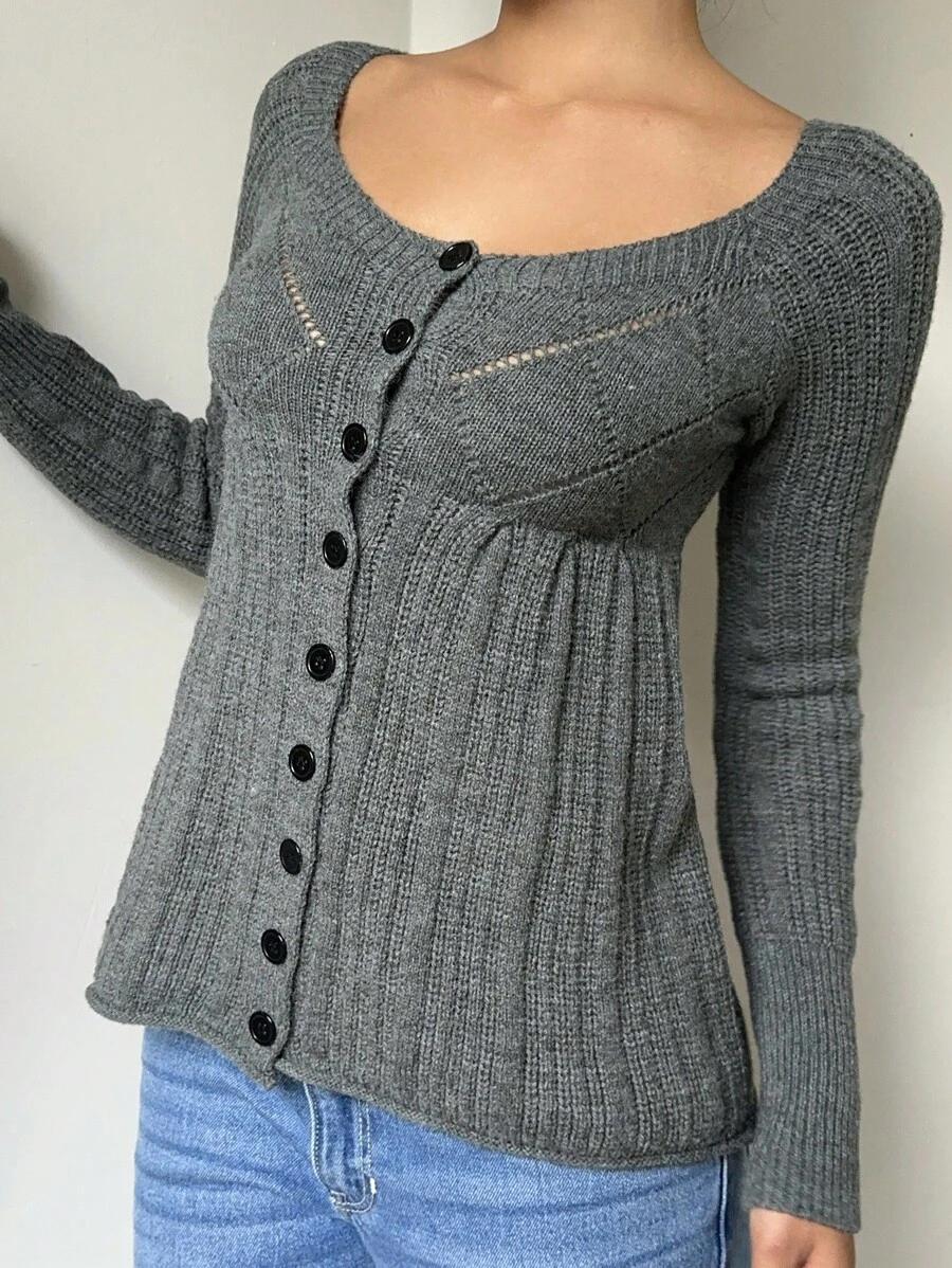 SHEIN SZARY ROZPINANY SWETER S06__52