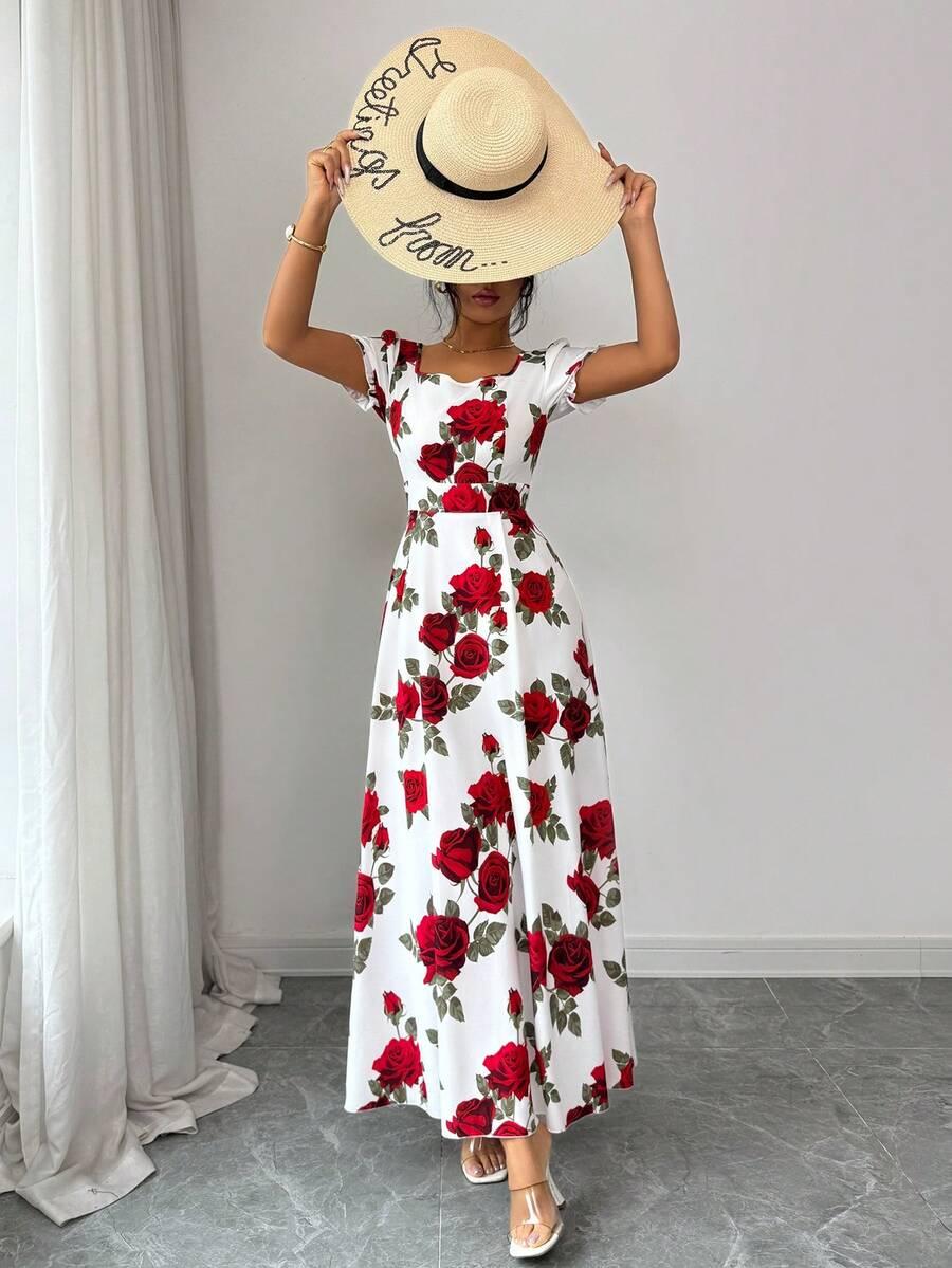 ELENZGA MAXI SUKIENKA W KWIATY S06__M