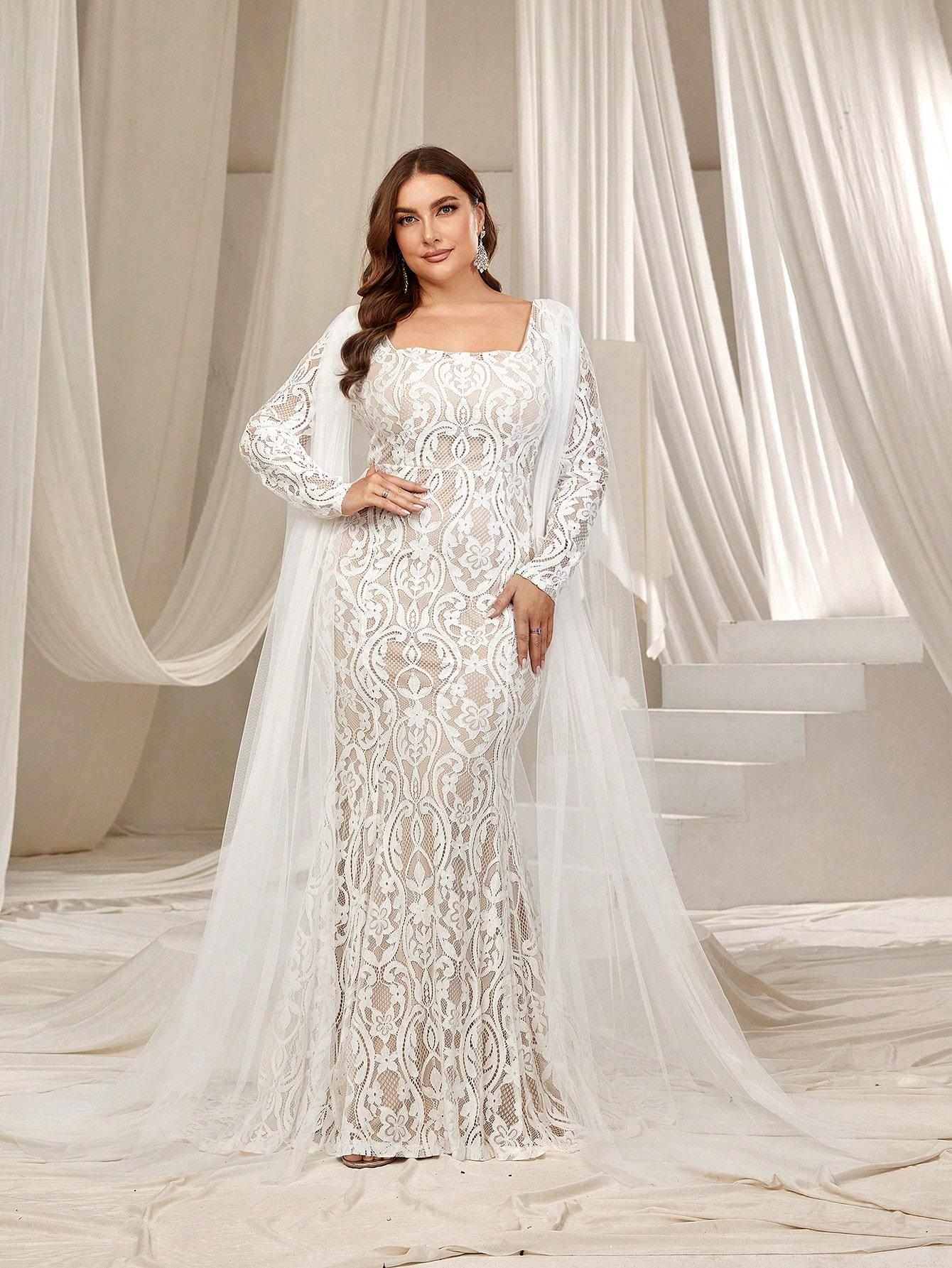 SHEIN MAXI SUKNIA ŚLUBNA KORONKA S06__48