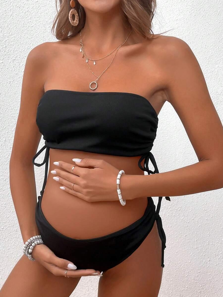 SHEIN CZARNY DWUCZĘŚCIOWY CIĄŻOWY STRÓJ KĄPIELOWY S09__XL