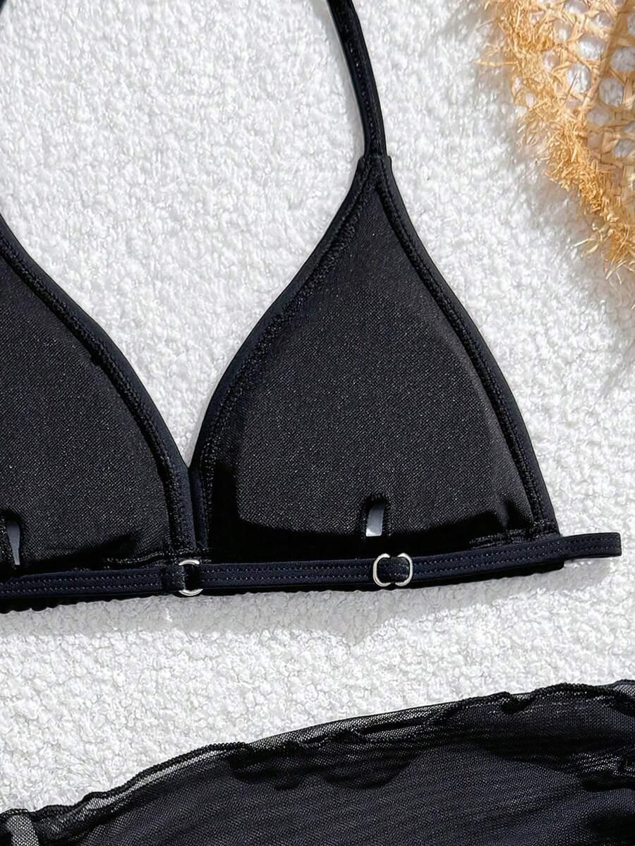 SHEIN CZARNY TRZYCZĘŚCIOWY STRÓJ KĄPIELOWY S09__146/152