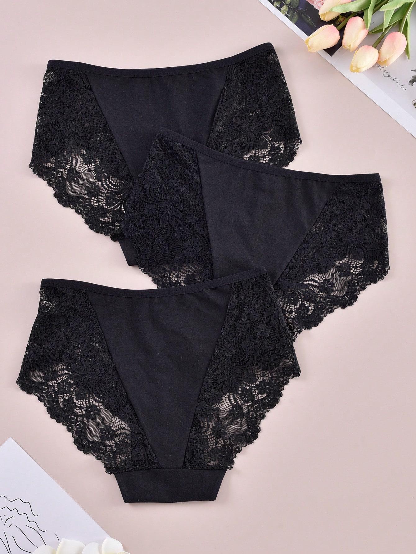 SHEIN KORONKOWE MAJTKI FIGI 3-PACK S06__L