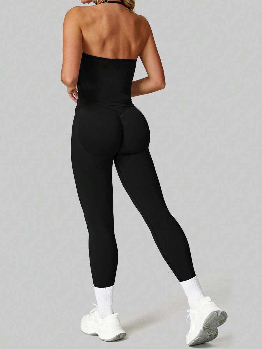 SHEIN CZARNY TOP NA RAMIĄCZKACH S06__L