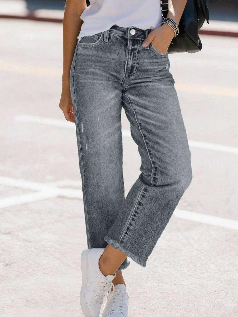 SHEIN SZARE SPODNIE JEANS PRZETARCIA S06__XL