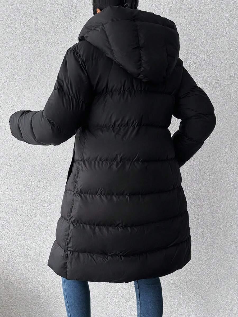 SHEIN CZARNA PIKOWANA KURTKA KAPTUR W01__S