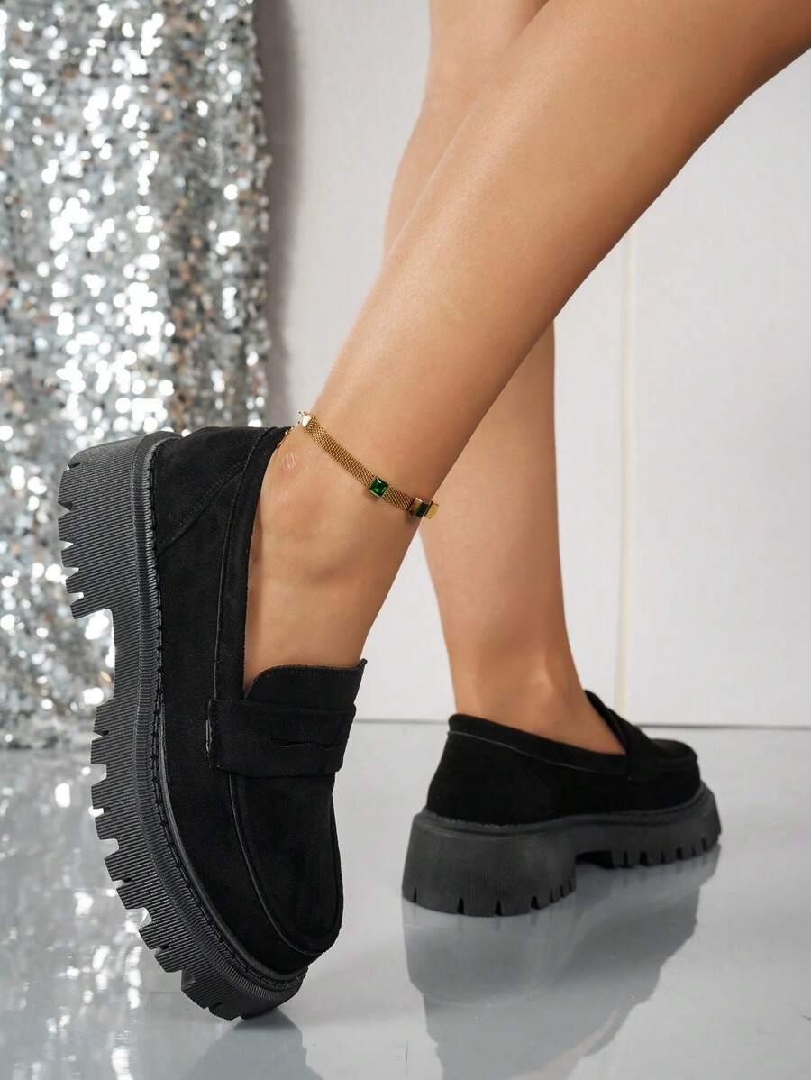 SHEIN CZARNE MOKASYNY IMITACJA ZAMSZU S06__39