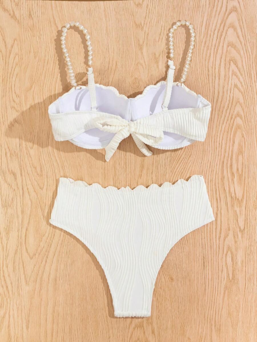SHEIN BIAŁY DWUCZĘŚCIOWY STRÓJ KĄPIELOWY S09__S