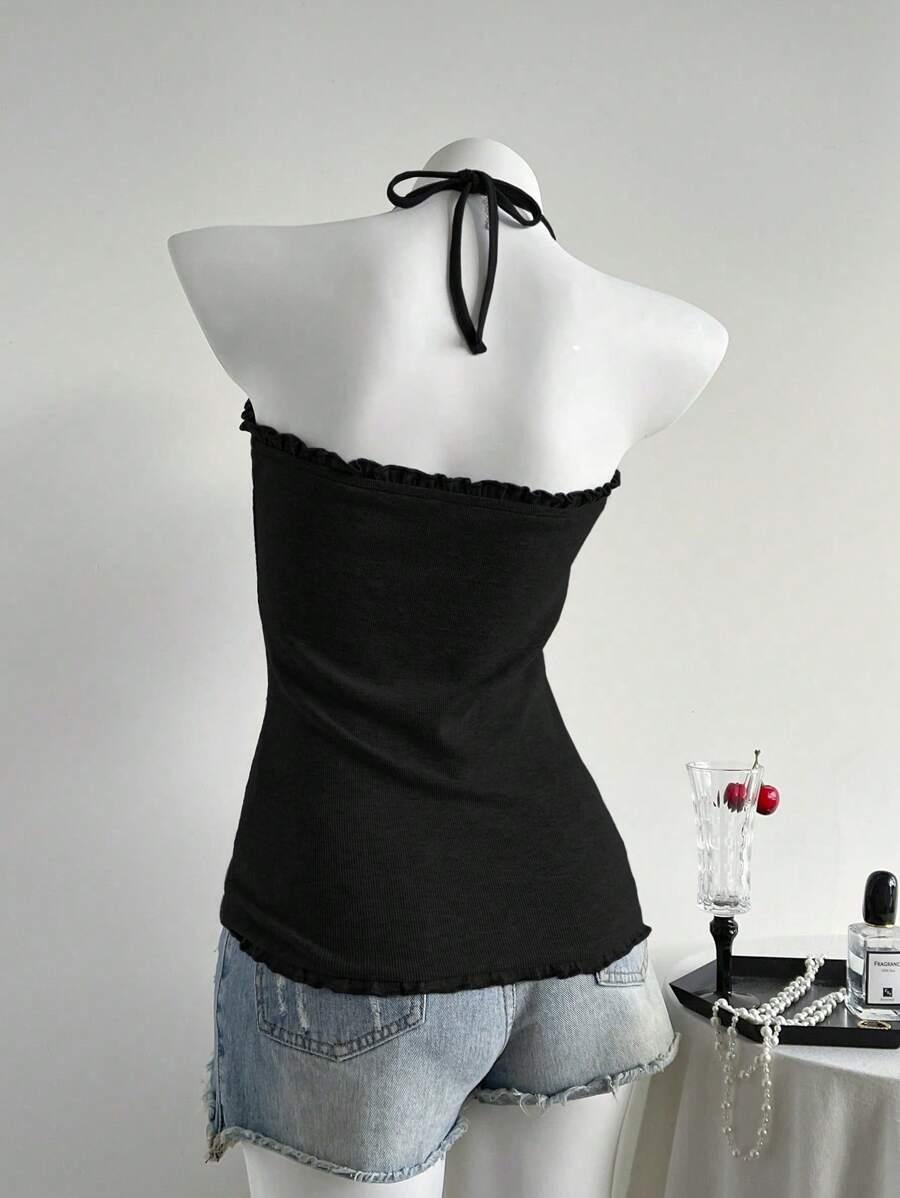 SHEIN CZARNY TOP GUZIKI S06__XS