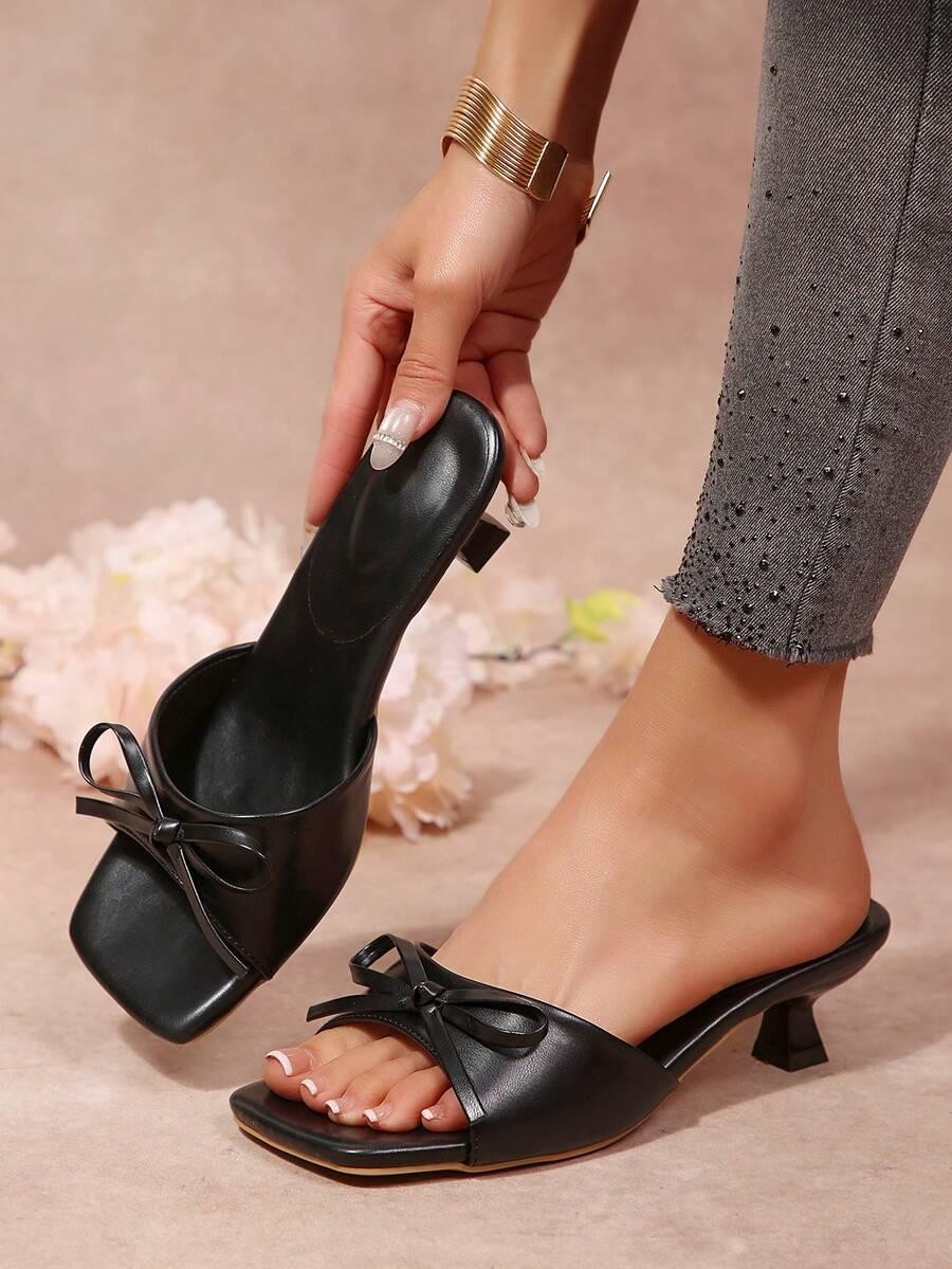 SHEIN CZARNE KLAPKI KOKARDA S06__40,5