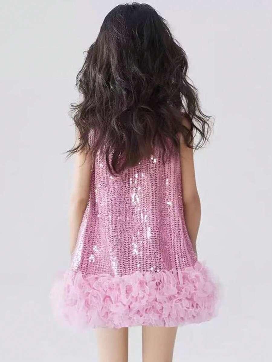 SHEIN RÓŻOWA SUKIENKA ZDOBIENIA S06__110/116