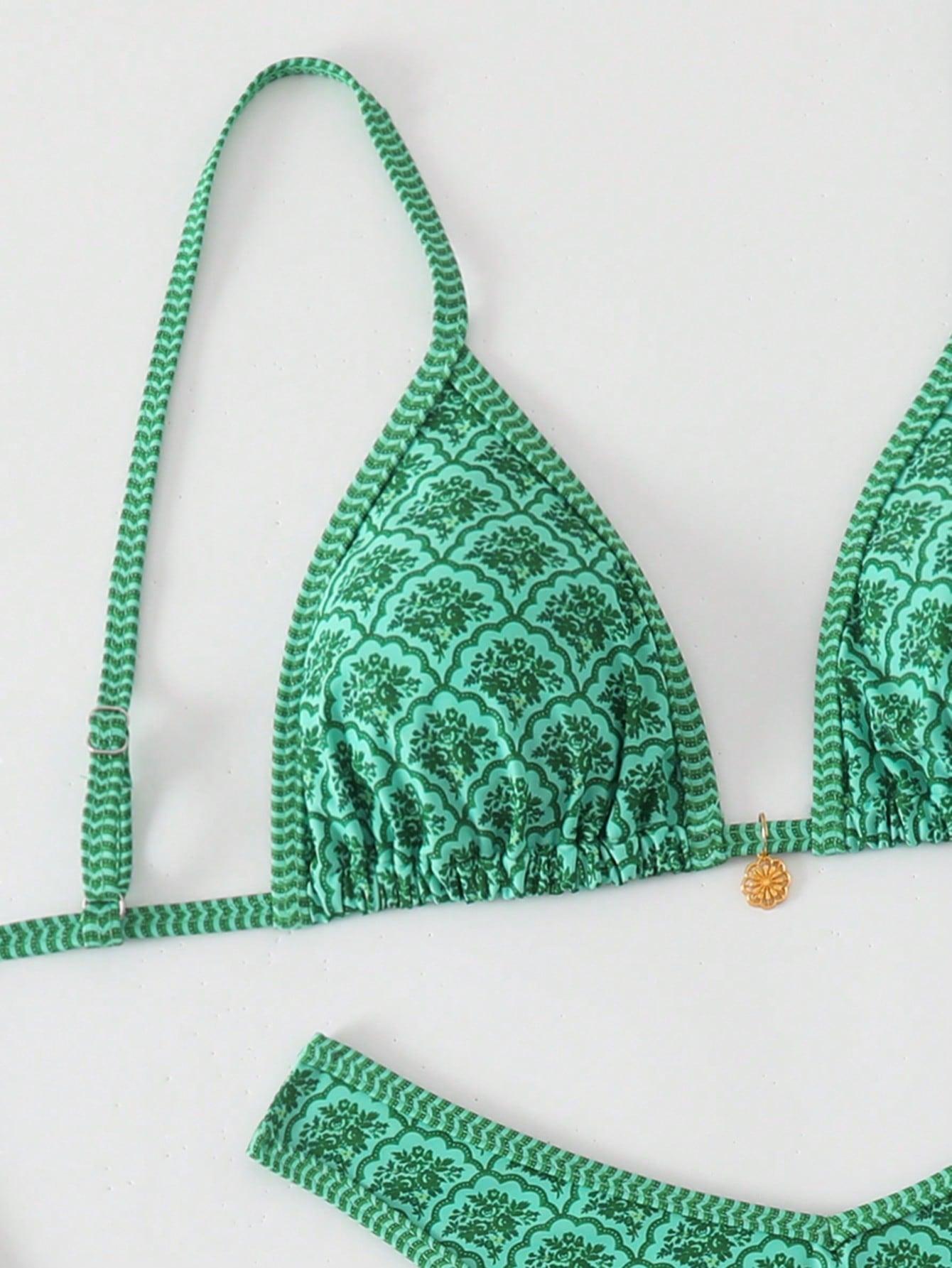 SHEIN DWUCZĘŚCIOWY STRÓJ KĄPIELOWY PRINT S09__M