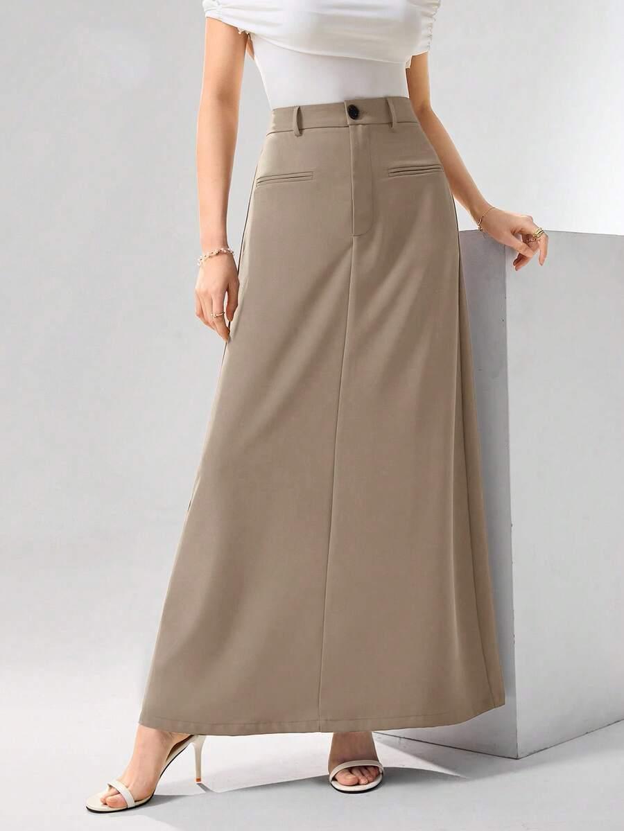 HEIRYN BEŻOWA MAXI SPÓDNICA S06__XL