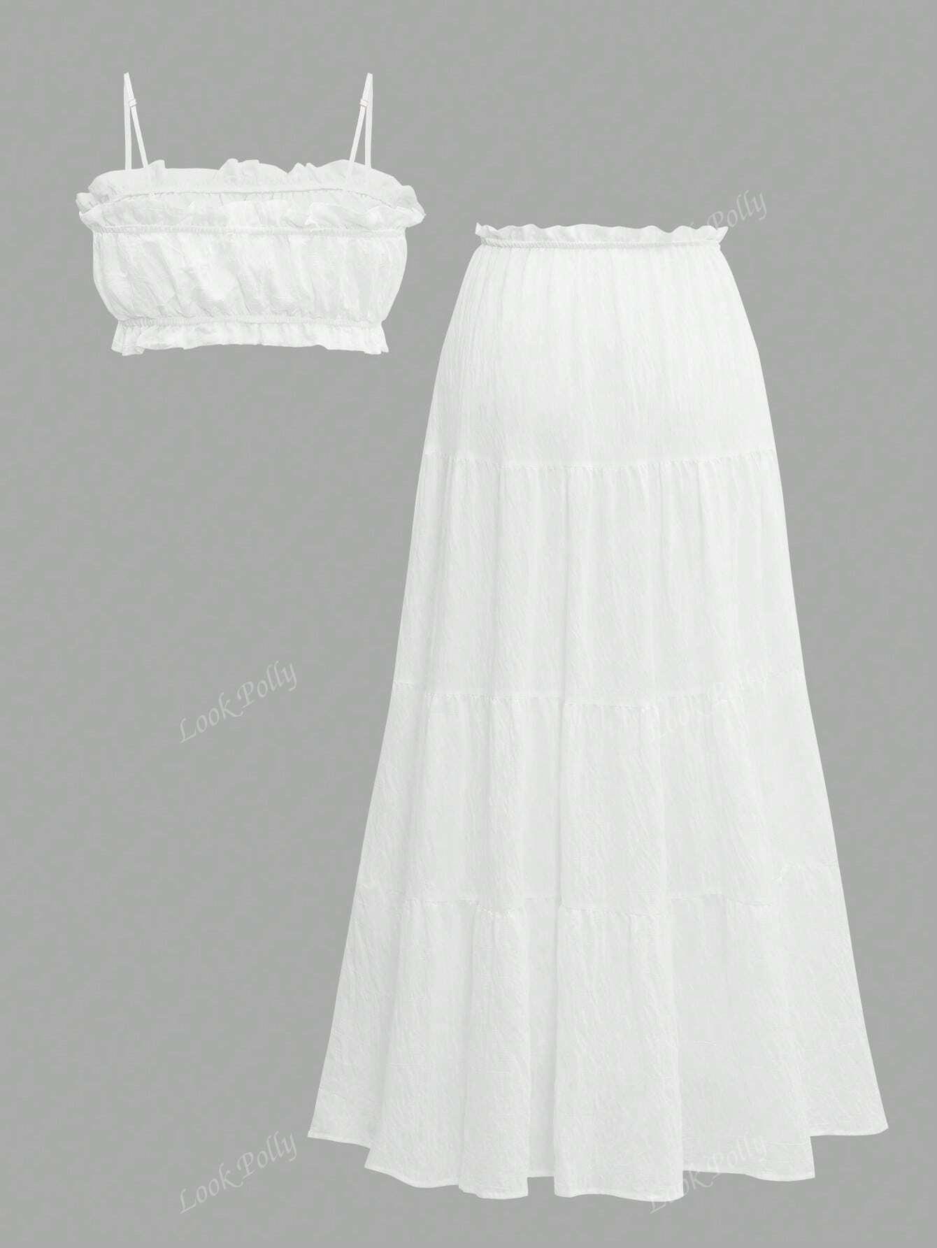 SHEIN BIAŁY TOP SPÓDNICA KOMPLET S06__S