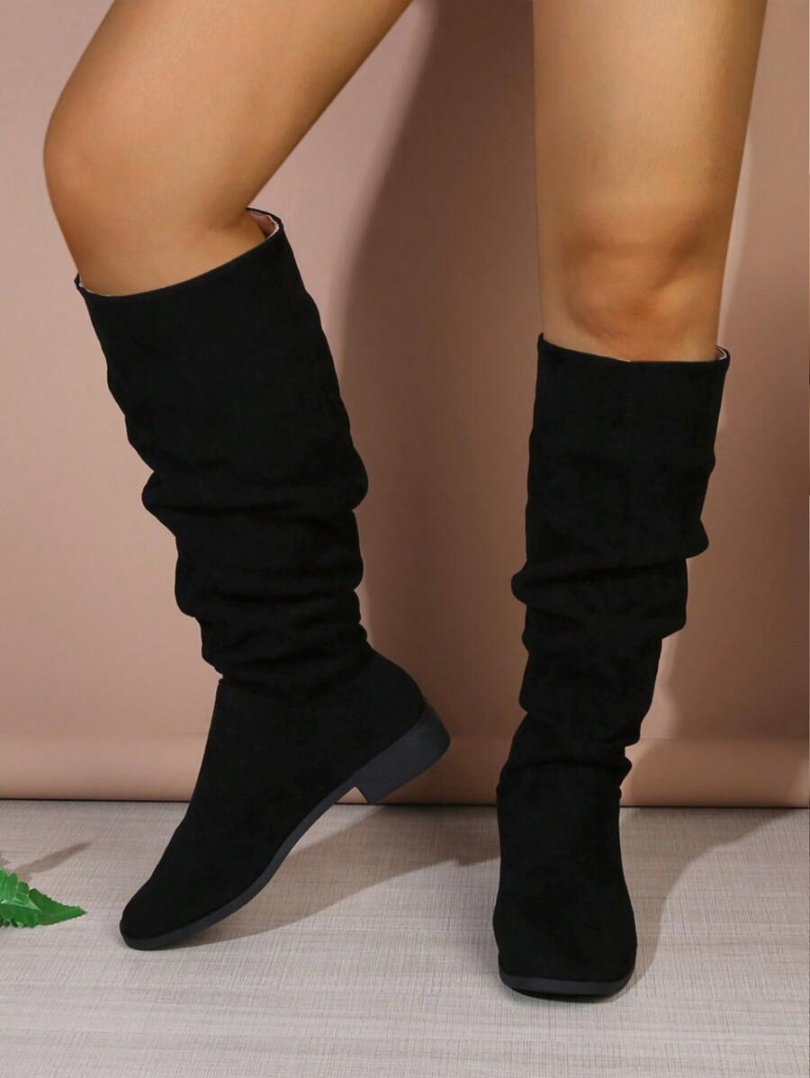 SHEIN CZARNE KOZAKI PRZED KOLANO MARSZCZENIA W01__37,5