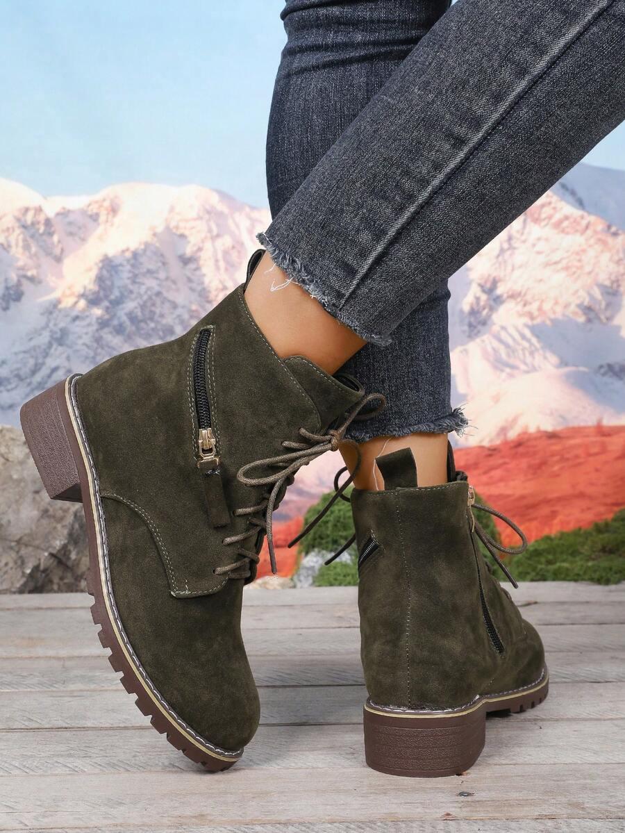 SHEIN ZIELONE BOTKI IMITACJA ZAMSZU W01__40,5