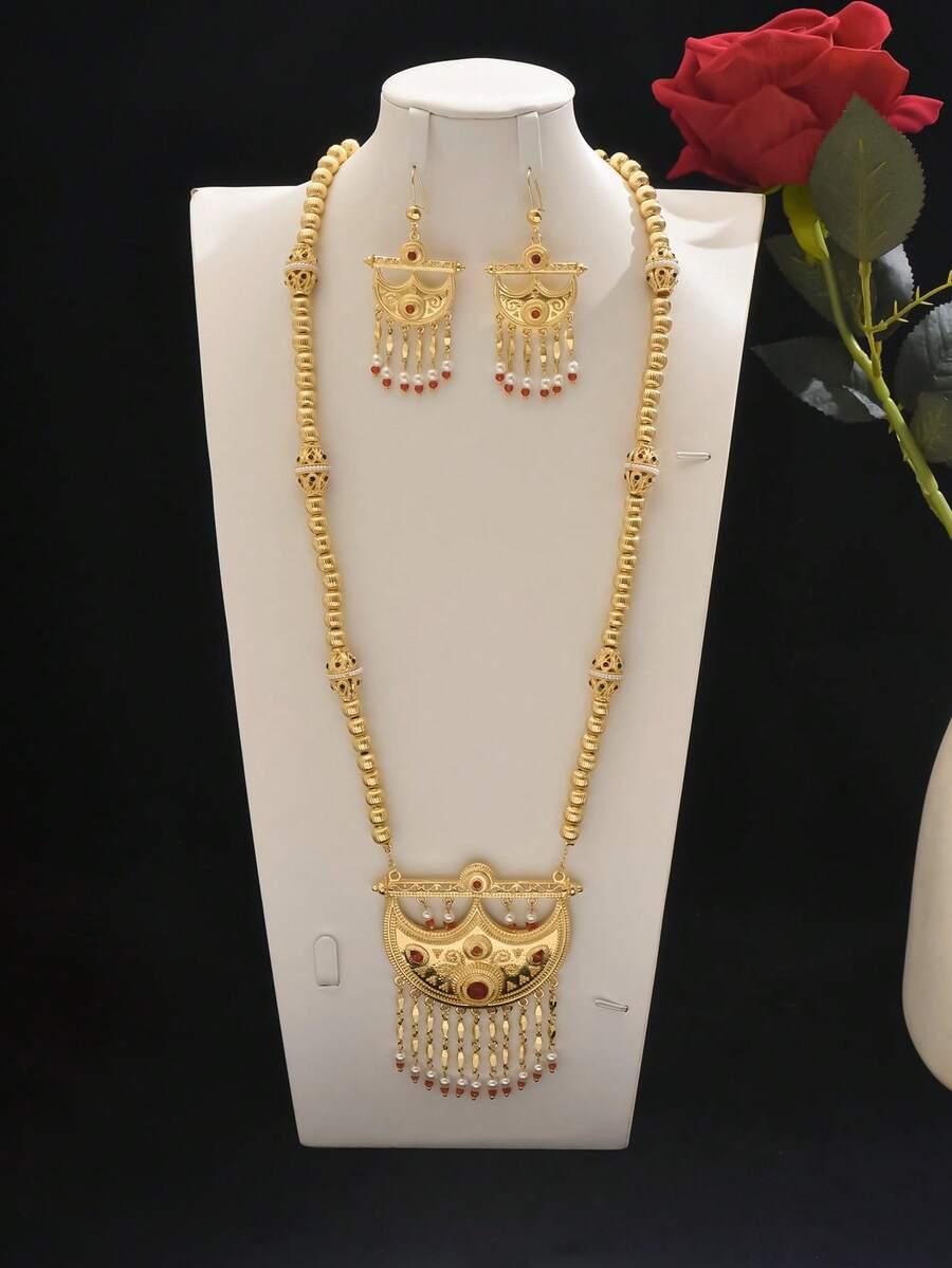 SHEIN ZESTAW NASZYJNIK KOLCZYKI S07
