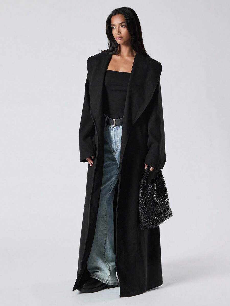 SHEIN CZARNY KLASYCZNY PŁASZCZ W01__48