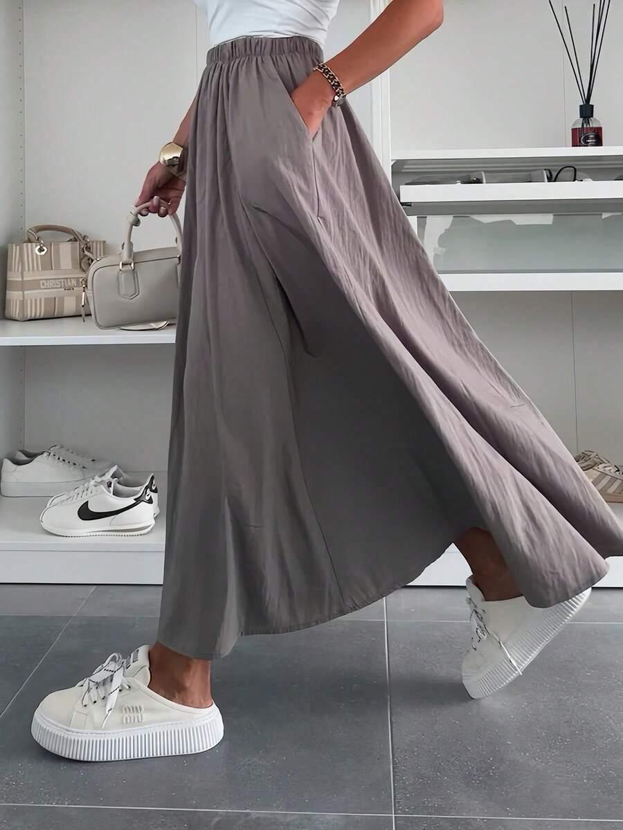 SHEIN BRĄZOWA MAXI SPÓDNICA S06__S