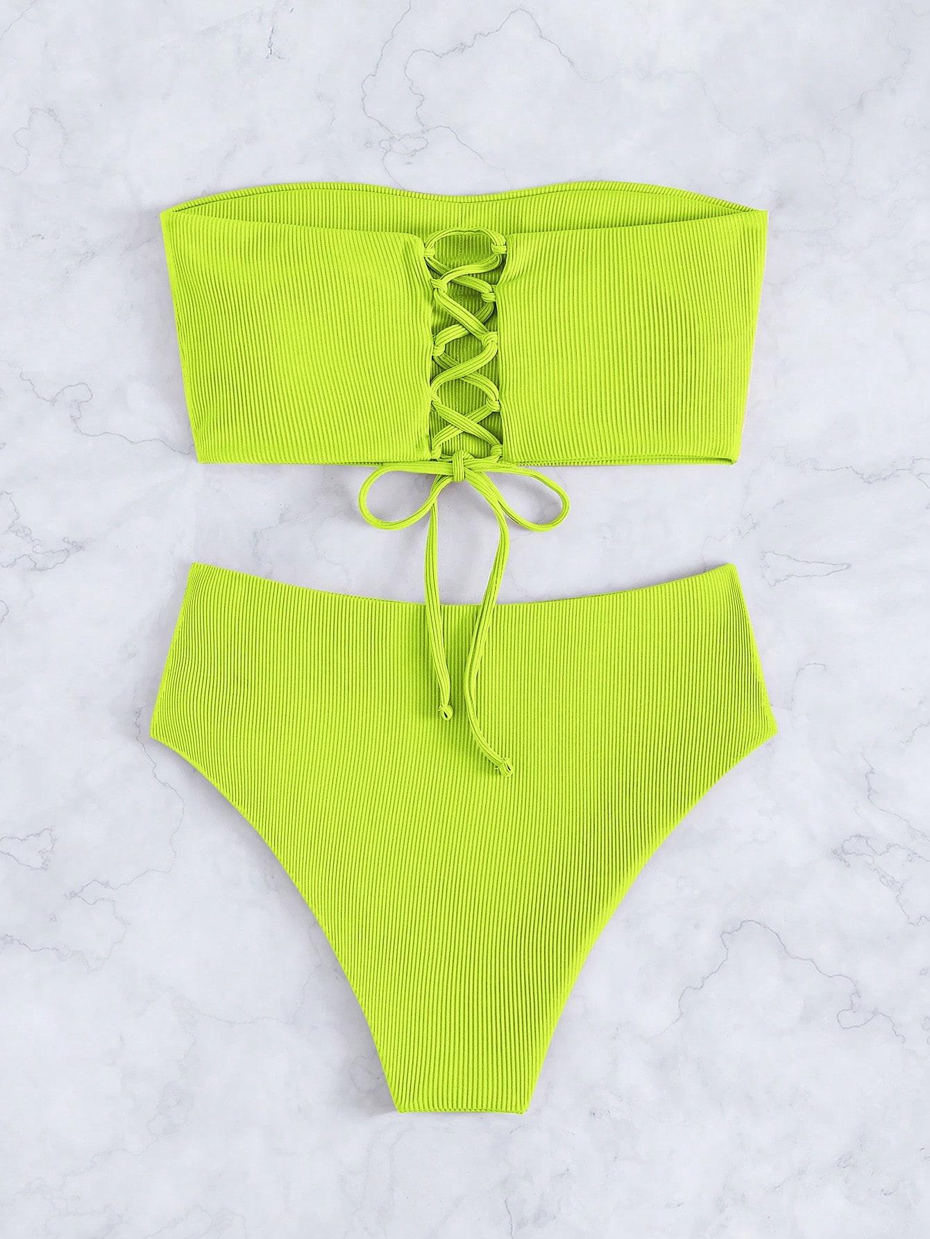 SHEIN ŻÓŁTY DWUCZĘŚCIOWY STRÓJ KĄPIELOWY S09__L