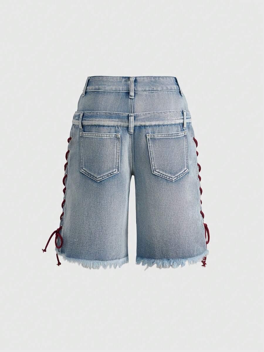 ROMWE JEANSOWE SPODENKI ZDOBIENIE S06__S